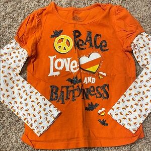 Halloween Kids Shirt with heart candy corn sleeves